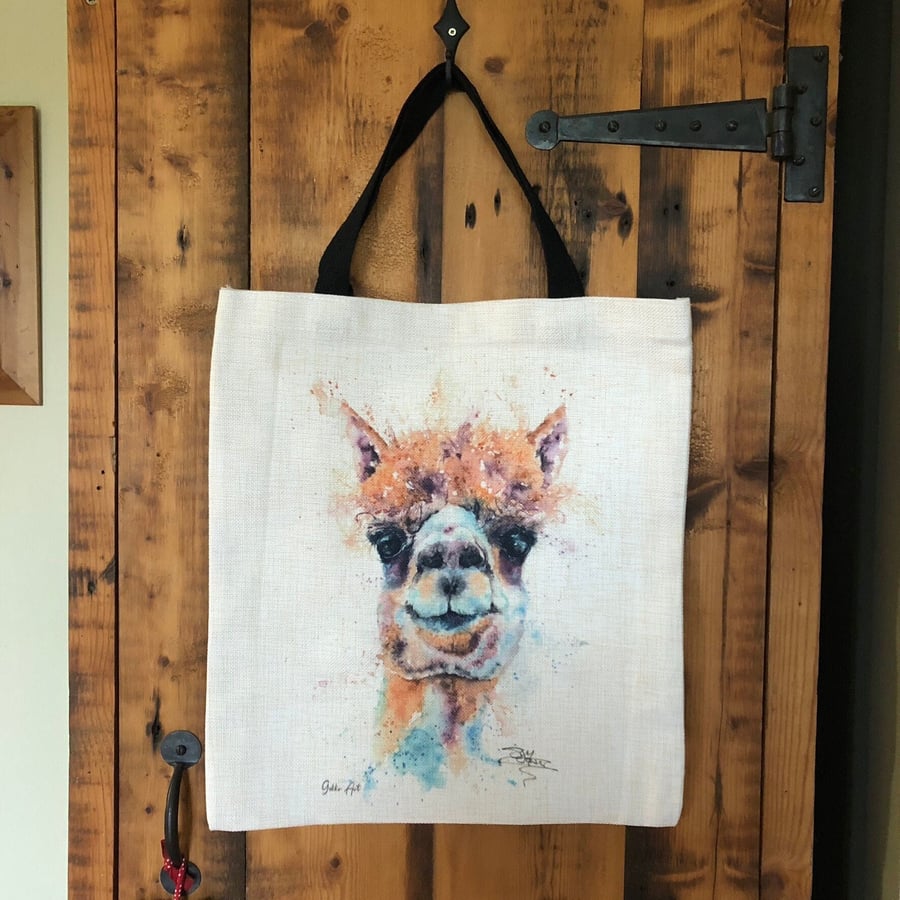 Alpaca Llama Tote Bag, Wildlife Art Print Bag, Choice of 2 Heavy Duty Thick Qual