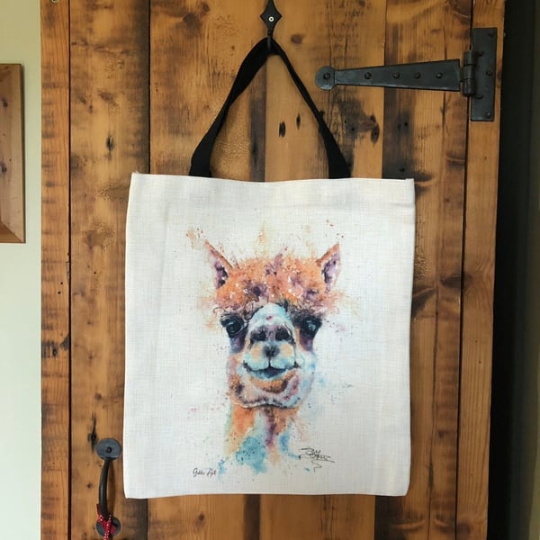 Alpaca Llama Tote Bag, Wildlife Art Print Bag, Choice of 2 Heavy Duty Thick Qual