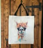 Alpaca Llama Tote Bag, Wildlife Art Print Bag, Choice of 2 Heavy Duty Thick Qual