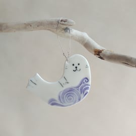 Handmade Ceramic Porcelain Happy Seal Hanging Decoration with Gift Box