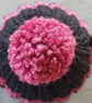 Small Tea Cosy for 2 Cup Tea Pot, Black & Pink, Hand Knitted, Wool Mix Yarn - Image 5