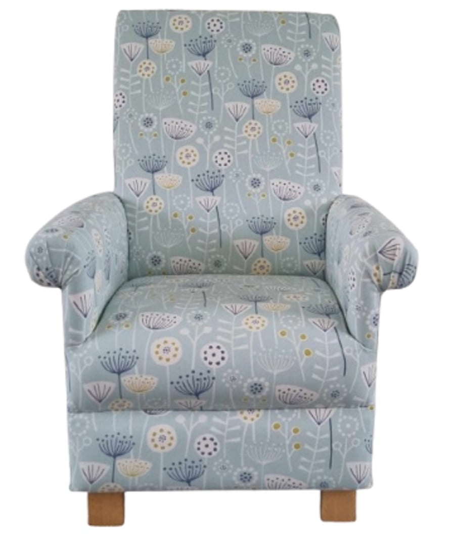 Floral Duck Egg Chair Adult Armchair Fryetts Bergen Fabric Accent Small Green 