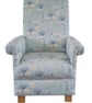Floral Duck Egg Chair Adult Armchair Fryetts Bergen Fabric Accent Small Green  - Image 1