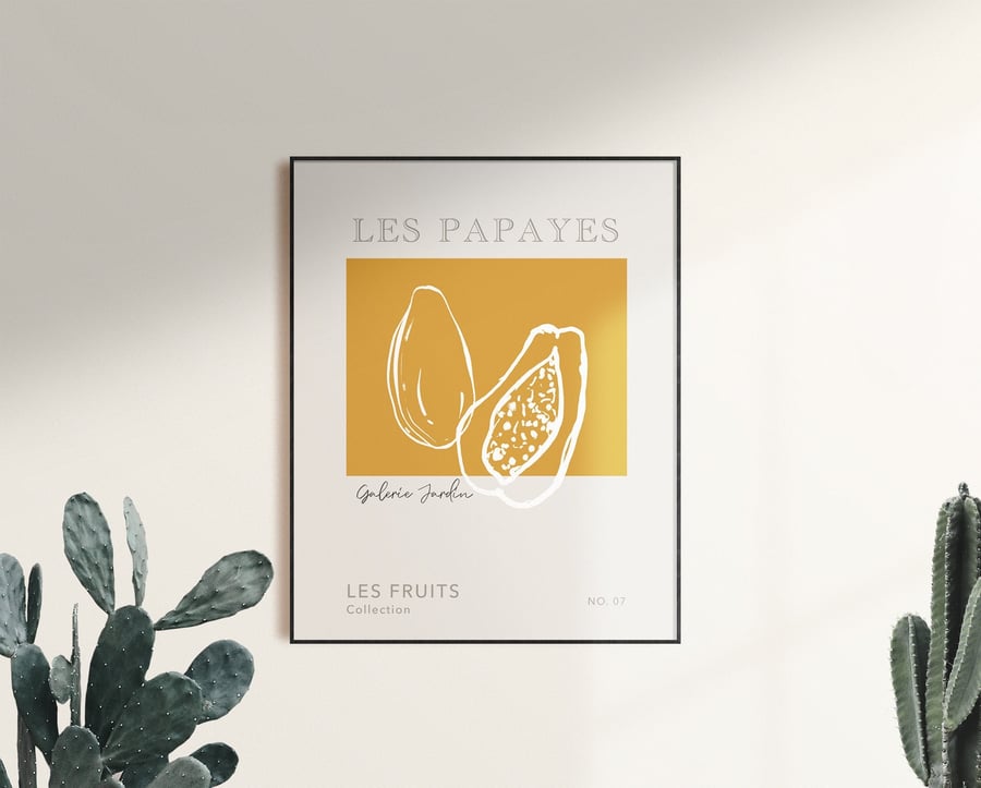 Papaya Print, Les papayes, French Fruit Art