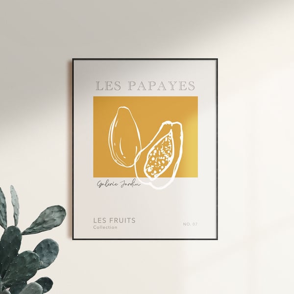 Papaya Print, Les papayes, French Fruit Art