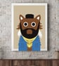 B. A. Cat Wall Art Print, 80s Style Print, A4 Wall Art Print - Image 1