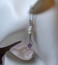 Cupid's Arrow Sterling Silver Threader Earrings with Amethyst & Mother of Pearl 