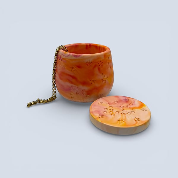 Red Orange Yellow Marbled Jewellery Box with Star and Constellation Detail