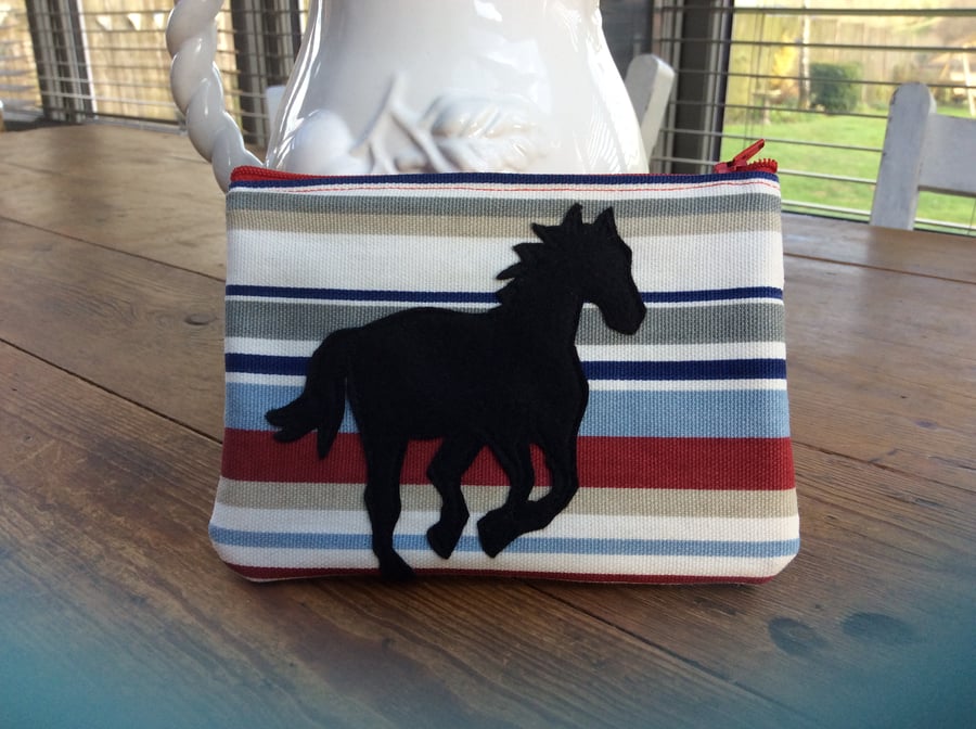 Horse Appliqué Cosmetic Bag or Phone case