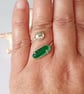 Green Seaham Multi Seaglass Adjustable Ring Handmade Sterling Silver - Image 1