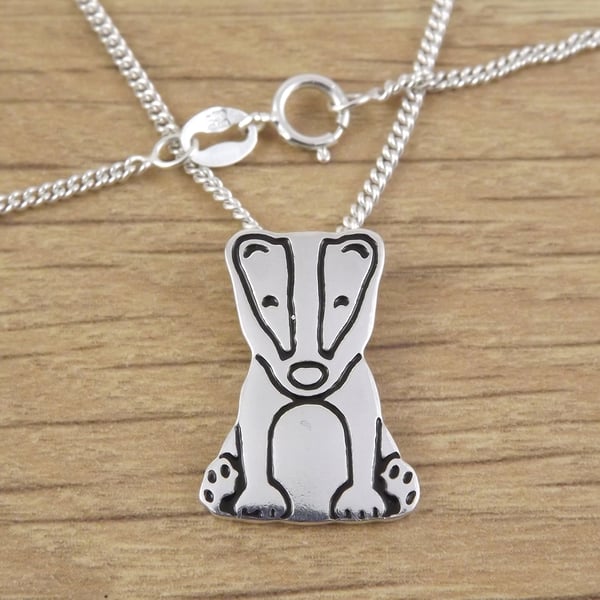 Badger Pendant (Large), Handmade from Sterling Silver