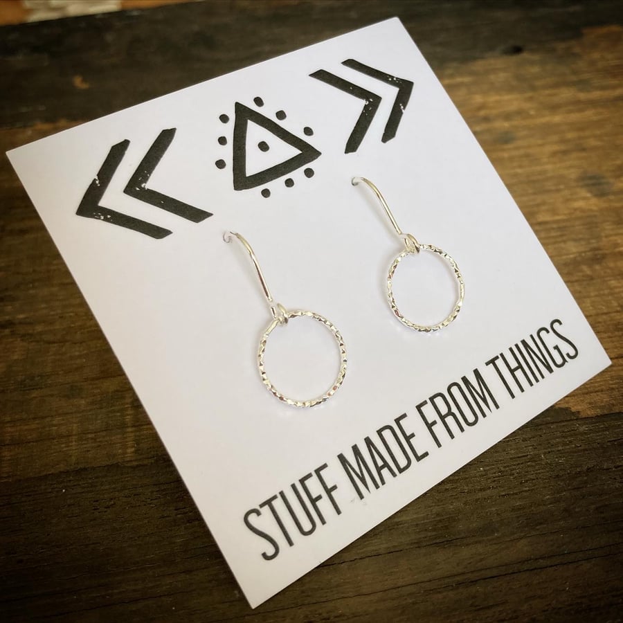 Diamond Cut Sparkling Sterling Silver Hoop Earrings 