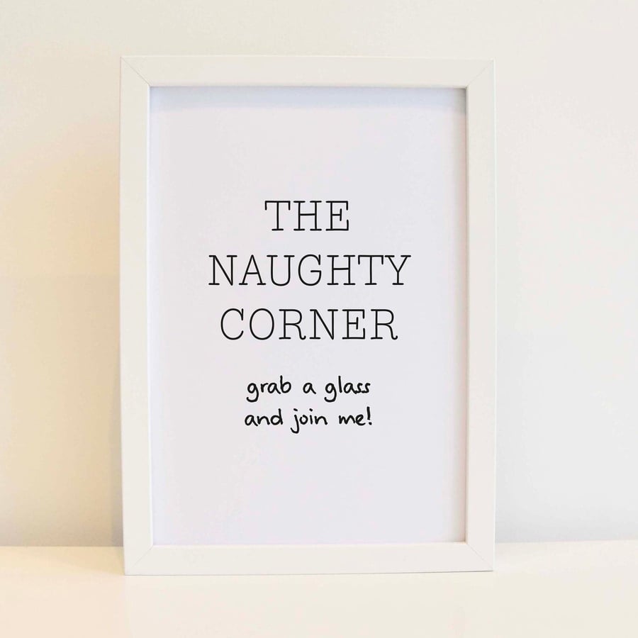 Drink Wall Art -Naughty Corner, Home Decor, Minimalist. Free delivery