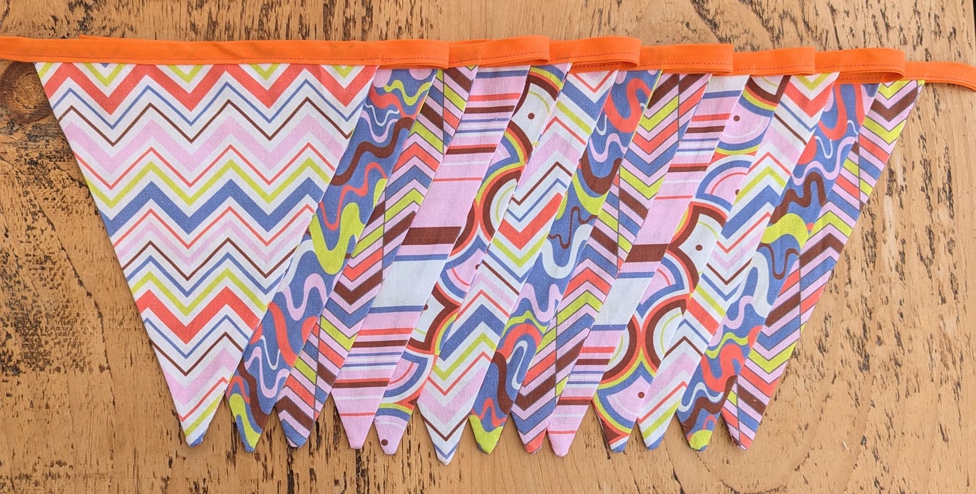 Funky Vibes Fabric Bunting - 3m - Home, Party, Camping