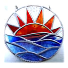 Sunset Sea Stained Glass Suncatcher Handmade 001
