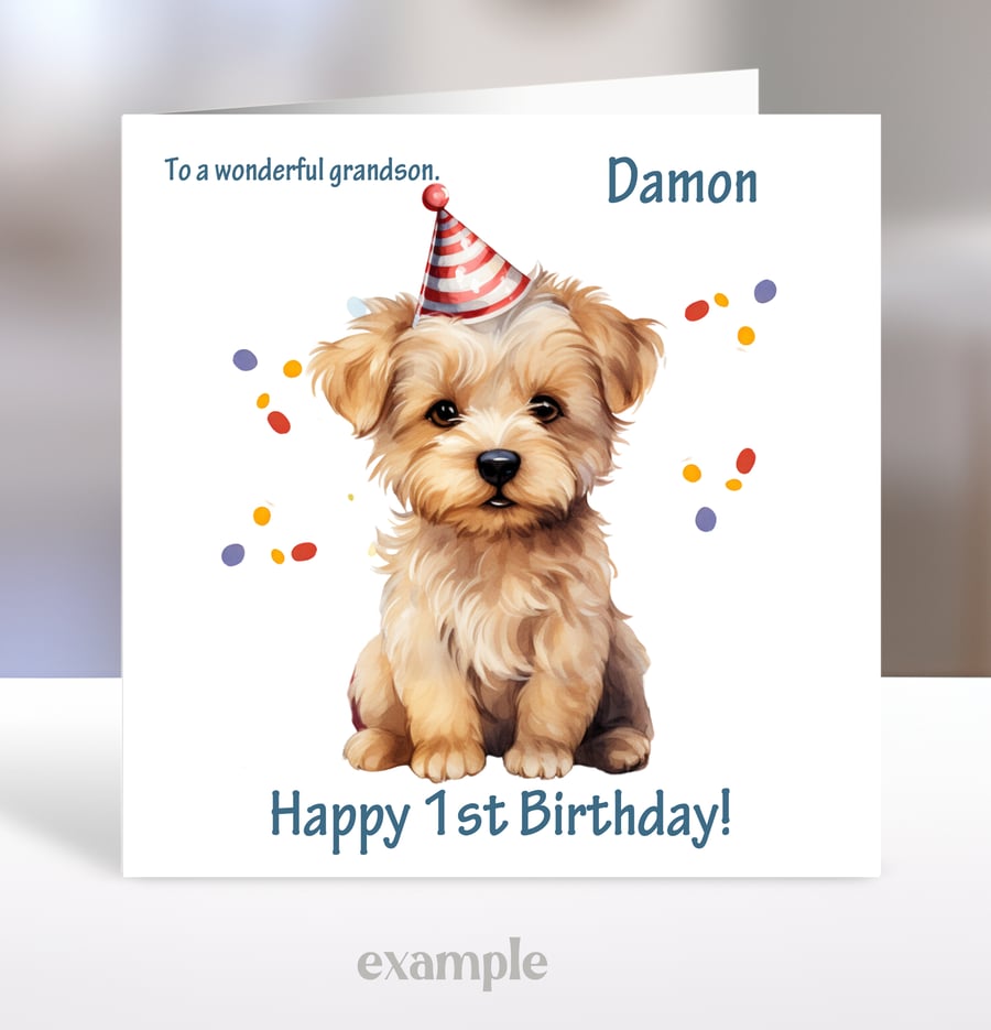 Personalised Cute Dog Children's Birthday Card 