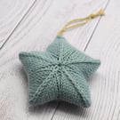 Hand knitted star - Christmas Decorations - Blue