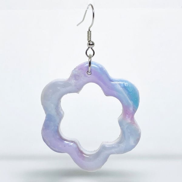 Chic Blue Flower-Shaped Dangle Earrings