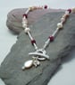  Freshwater pearl, mother of pearl, swarovski bead & charm necklace - Image 1