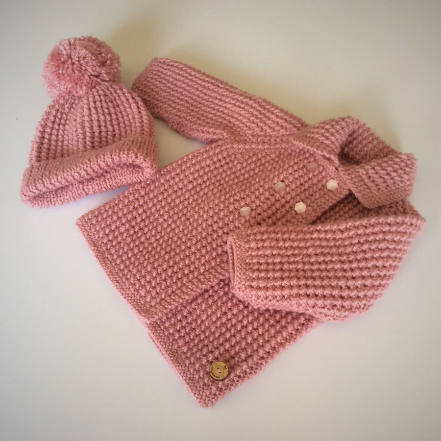 Baby hat and coat set - vintage style to fit up to 12mths