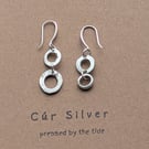 Fine Silver Organic Textured Interlocking Wonky Circle Dangle Earrings