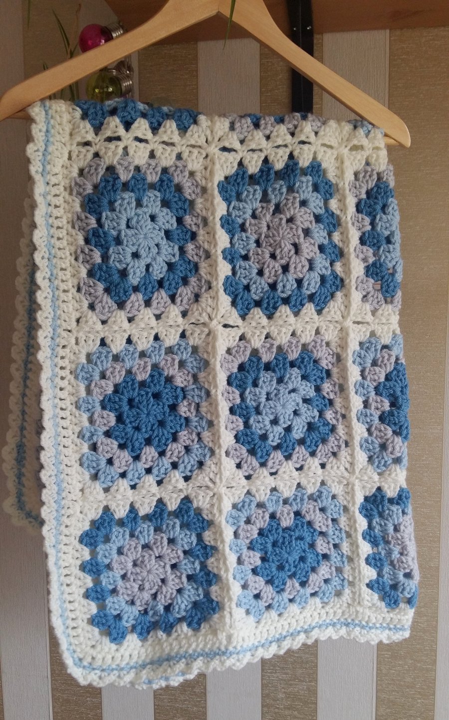 Handmade Crochet Baby Blanket. Pram, Cot, Crib, Car Seat, New Baby Gift Present