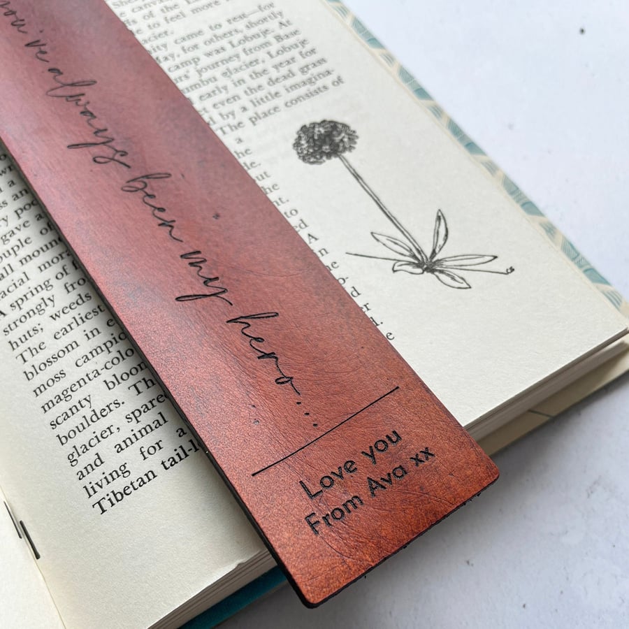 Personalised Leather Bookmark, Reading Gift, Third Anniversary Gift, Father's Da