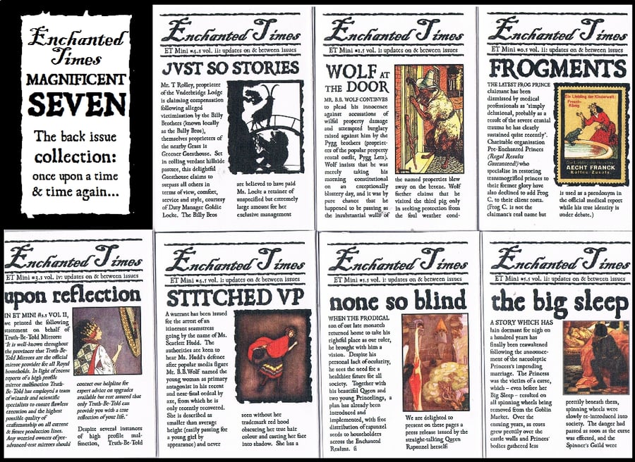 INSTANT ARCHIVE - 7 back issues of Enchanted Times Mini - fairytale newspaper