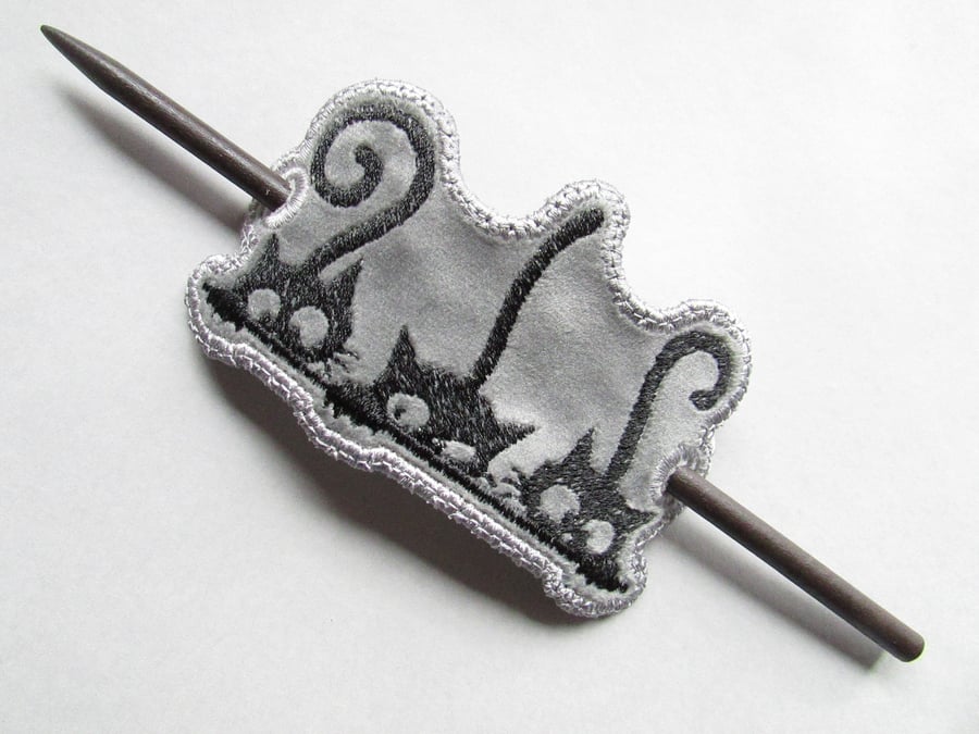 Cat Velvet Embroidered Hair Barrette