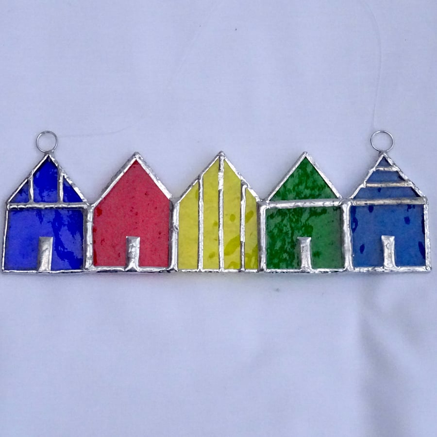 Stained Glass Suncatcher Beach Huts - Multi