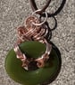Wire wrapped jade green donut pendant - Image 8