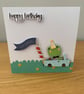 Handmade Birthday Card  Frog Off to a Party