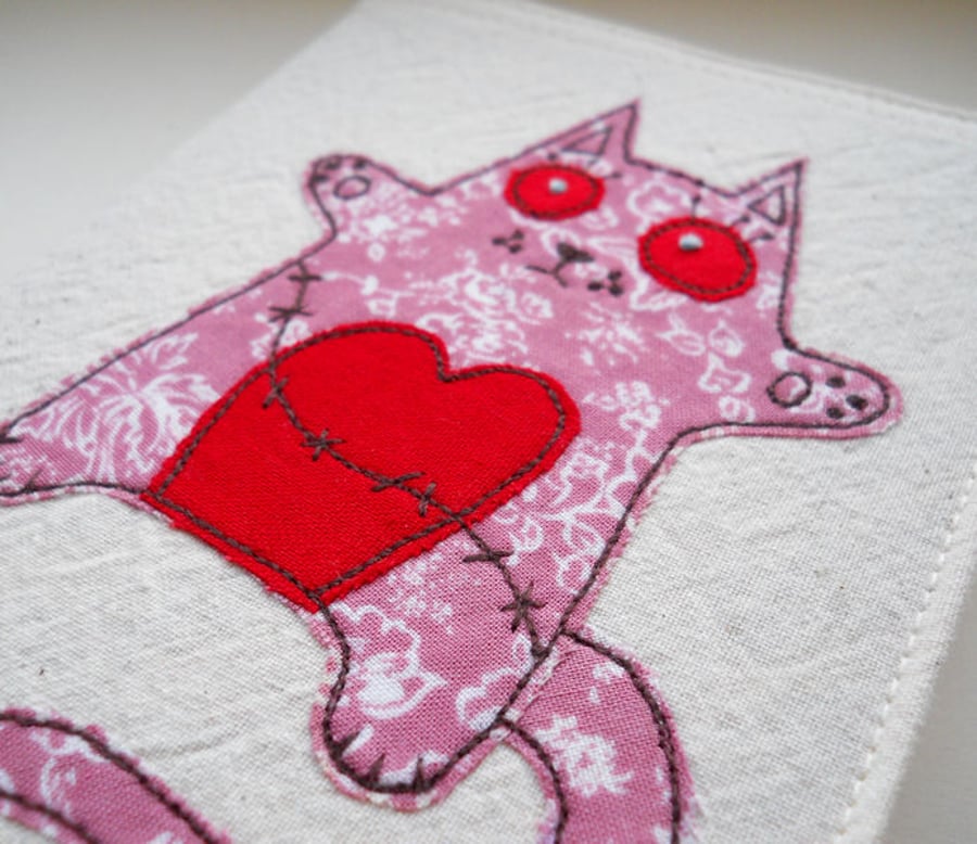 embroidered zombie kitten notebook