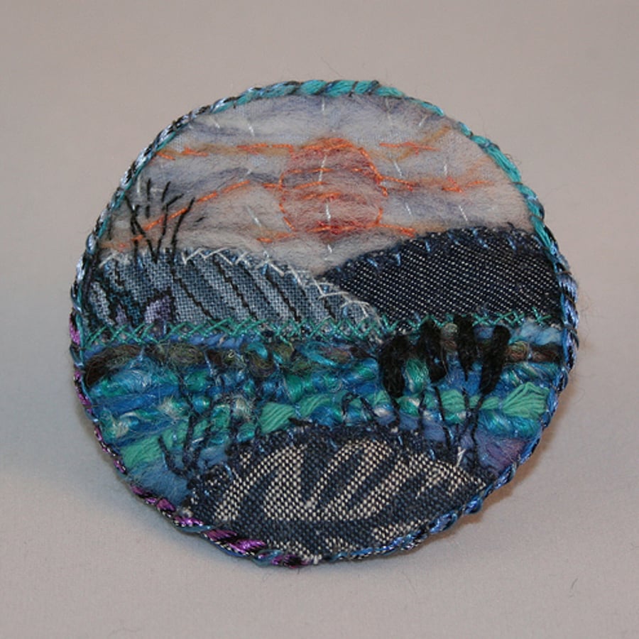 Sunset over Lake - Brooch