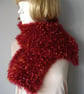 Lovely Thick Scarf In Red Sparkly Yarn With Ribbons Of Deep Pink (R875) - Image 1