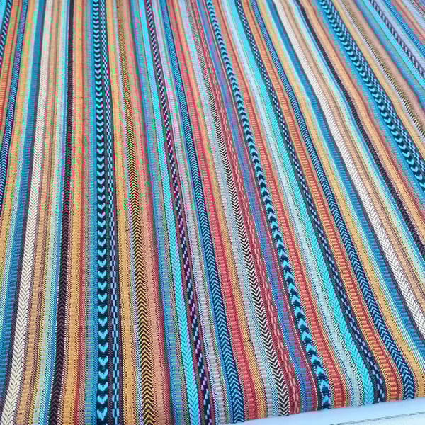 Multicoloured striped fabric - woven cotton for dressmaking or crafting 