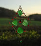 Green beach glass sun catcher with red beads - Image 2