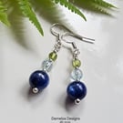 Kyanite, Sky Blue Topaz e & Peridot Sterling Silver Earrings 