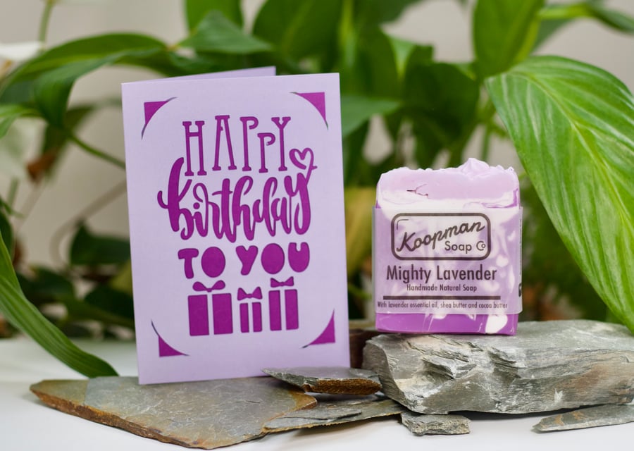 Mighty Lavender Handmade Soap and Brithday Card