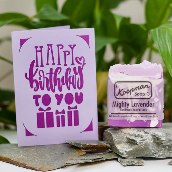 Mighty Lavender Handmade Soap and Brithday Card