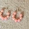 Baby pink pearl hoop earrings
