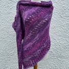 Lilacs in Bloom Merino Mohair Wool Handknitted Textured Lace Shawl Wrap