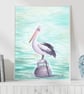 Australian Pelican Art Print, Pelican Wall Art, Australian Wildlife Bird Decor - Image 3