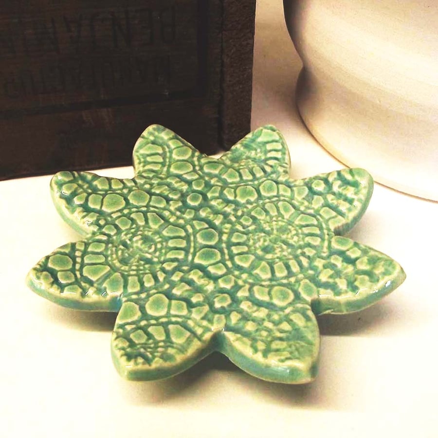 Sale Useful little Star Shaped pottery dish, votive holder, trinkets Ceramic