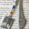 Rainbow Chakra Tree of Life Beaded Ornate Bookmark 
