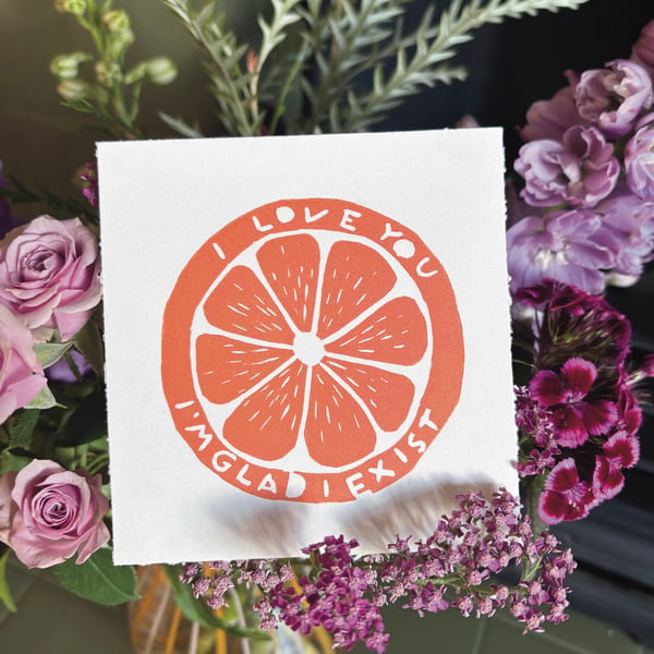 The Orange original linocut image