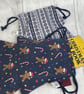 Set of two Christmas tree drawstring, reusable gift bags. Blues - Image 4