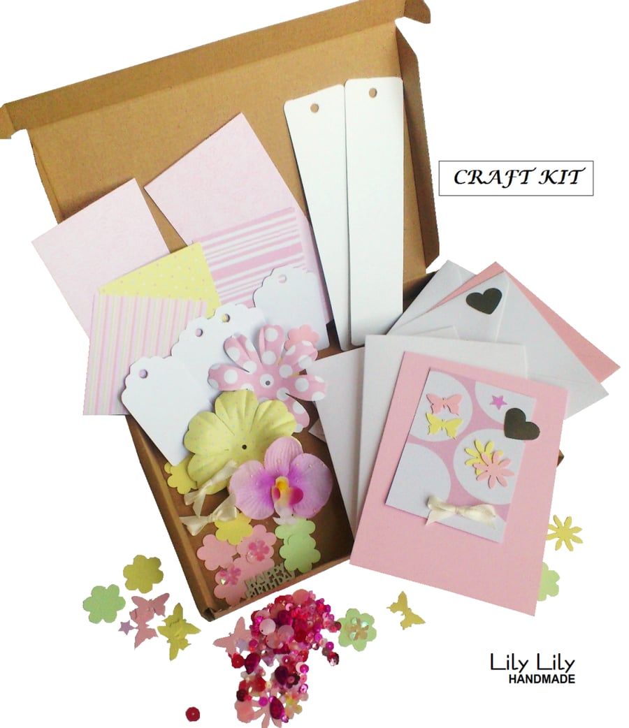 Craft Kit: Cards, Tags & Bookmarks Making kit - Pink and Yellow