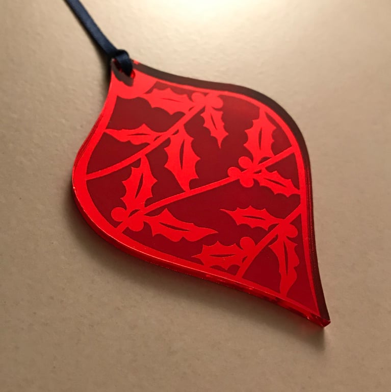 Red mirrored acrylic bauble decoration