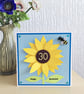 Sunflower and quilled bee birthday card - personalise to any age - Image 2